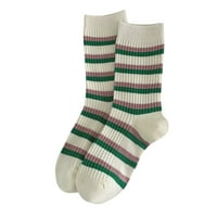 Žene Bijele čarape Jesen i zimske vintage prugaste vezene čarape Čarape čarape Jedna veličina
