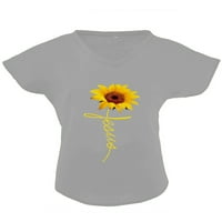 Ženski Ljetni kratki rukav V izrez Suncokret Print TOP bluza Majica
