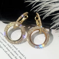 Nova modna luksuzna okrugla Minđuše za žene srebrne zlatne ružine Glitter Stu Womens Minđuše viseći