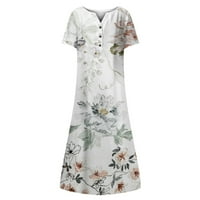 Clearsance YoHome Ljetne haljine Žene Ljeto Ležerne prilike Cvjetni print Kratki rukav Bijeli XL - Najbolji