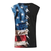 Mens majica cisterna američka zastava print mišić bez rukava patriotski cool fitness prsluk majica crna