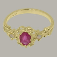 Britanci napravio je 10k žuto zlato prirodno rubin i opal ženski zaručni prsten - Opcije veličine -