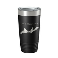Lake Macatawa Map Tumbler Travel Gol izolirana laserska urezana kupa kafe Michigan oz Crne