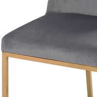 Set modernog savremenog velvet tapacirane stolice sa izdržljivom metalnom bazom, minimalistički zlatni