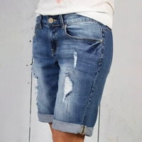 Modni ženski čvrsti povremeni tasteri Visoki džepovi za struk kratke traperice hlače