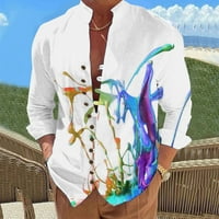 MENS Holiday Seaside Laisure Dugme za slobodno vrijeme Okrug Digitalna 3D tiskana košulja dugih rukava