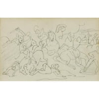 Théodore Géricalt Crni moderni uokvireni muzej umjetnički print pod nazivom - konjička bitka