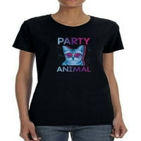 Party Animal Cat sa naočalama Majica Žene -Martprints Dizajn, Ženska mala