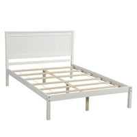 AbriHome platforma puni slom krevet s uzglavljenim drvenim plotovima Podrška ne, nije potrebna, bijela