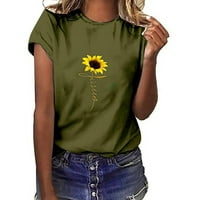 Loyisvidion Women za čišćenje odjeće Žene Djevojke Plus size Suncokret za ispis Ties Kratki rukav majica