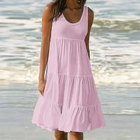 Haljina Camisole Plus Veličina Ženska modna ljeto ljeta Solid Boja rukava bez rukava na plaži Letnje