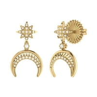 Luvmyjewelry North Star Moon Crescent Dizajn Prirodna dijamanta Minđuše za žene - Dostupno u 14K žutom