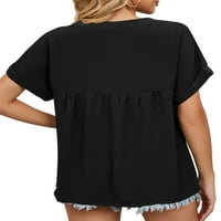 Majica Colisha Dame V V izrez Tunic Majica kratki rukav Elegantna ljetna bluza u boji Crna L