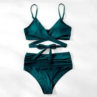 Loyisvidion Ženski kupaći kostimi Žene Split kupaći kostim Show Sheist Tiskanje Cross Bikini Blue 8