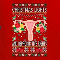 Divlji bobby božićna svjetla i reproduktivna prava ružni božićni džemper žene grafički tee, crvena,