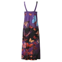 Ženski ležerni ljetni leptir Ispis šarene haljine za plažu bez rukava za žene Ležerne sunce