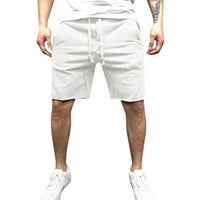 Muški casual srednje strukske kratke hlače Solid Splice džepovi za crtanje koljena kratke hlače
