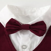 Ansambl kostim Cravate Enfant Bébé Garçon Chemise + kratak + gilet mariage fête cérémonie, Bordoaux