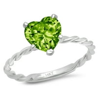 2CT srce zelene prirodne prirodne peridot 14k bijelo zlato Angažovanje prstena veličine 7,75
