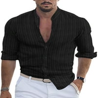 Colisha Muška bluza Dugme Down Tops V izrez Košulje Comfy Holiday dugih rukava Tunika Black XL