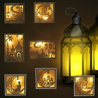 Ramadan ukrasi, islam ramadan eid mubarak ukrasi, drvena noćna svjetlost muslimanska ramadanska svjetla