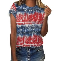 Ženska casual America Zastava tiskani majica O-izrez kratki rukav vrhovi za slobodno vrijeme