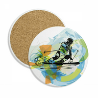 Sportisti Skijaški sport Sports Freestyle akvarel Coaster Cup Cup Cup za zaštitu tableta upijajući kamen