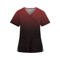 Ženski vrhovi kratki rukav čvrsta bluza Radna odjeća dame modne V-izrez ljetne tunike vrhovi crvena