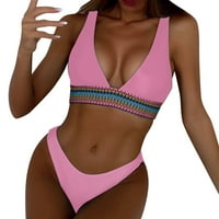 Ženski kupaći kostimi za kupaći kostim bikini Žene i vrat Split Otvoreni leđa High Squik Bikini kupaći