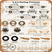 Metalni znak - Oldsmobile 4-4- Karakteristike - Vintage Rusty Look
