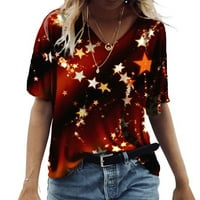 Ženski bluze Ženski modni casual digitalni mjesec i zvjezdani ispis s kratkim rukavima s kratkim rukavima