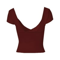 Košulje za žene Grafički tee Solidna boja od dno šala u vratu Dugih rukava Ležerna majica