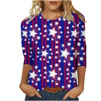 Odeerbi 4. jula Patriotska košulja za žene labave fit košulje moda tri četvrtina rukava bluza srednje