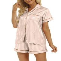 Womens pidžama set, klasični prugasti ispis majica kratkih rukava u majici + kratke hlače