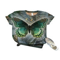 Trowwalk ljetne vrhove Košulje za ženske leptir Print kratkih rukava majica Ležerne prilike Comfy Tee