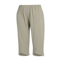 Aunavey ženske posteljine kapri hlače labave široke hlače za noge cvjetne lagane pantalone sa džepovima