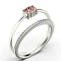 Zasljepljujući 1. karat baguette Cut Trilogy morgatitni zaručnički prsten, nježan vjenčani prsten u 10k čvrsto bijelo zlato, tri kamenog prstena, osvajajući prsten, mladenkini set, odgovarajući bend