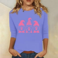 Žene ružičaste vrpce Gnome Print Slatke grafičke tees Sping Fall Pulover CrewNeck Majice Trendi bluza