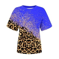 Atinetok ženske bluze i vrhovi Dressy Laightweight modni pulover vrhove Ljetni leopard Ispis kratkih