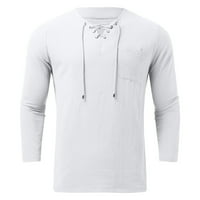 Kali_store muns golf majica MENS casual dugih rukava s majicama s dugim rukavima obični V izrez majice bijela, l