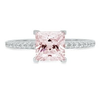 1.66ct Princess rez ružičasti simulirani dijamant 14k bijelo zlatni godišnjica Angažmane prstene 9,75