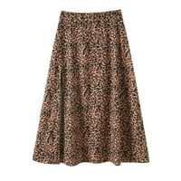 Ženski leopard tisak A-line midi suknja Ljetna šifonska visoka struka Split suknja modna plaža Flowy