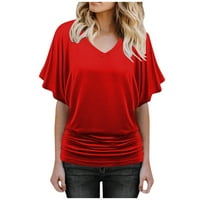 Ženska bluza Žene Modni Ljetni rukav Ležerne prilike pune majice TOPS Bluza Crveni XXXL