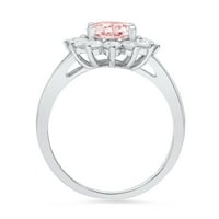 2.72ct ovalni rez ružičasti simulirani dijamant 14k Bijelo zlato Graviranje Izjava bridalne godišnjice