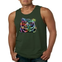 Divlji Bobby, Cool Rainbow Neon Trippy Jungle Tiger Eye Očima Ljubitelj životinja MENS grafički tenk,