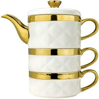 YEDI YCC734, keramički čaj za dva seta sa zlatnim dizajnom, prekrivanim kolekcijom porculan čajnik i