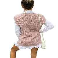 Avamo džemper prsluk za žene prevelirani v vrat džemperi bez rukava Ženske kabele pletene vrhove