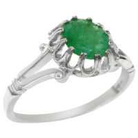 Britanci izrađeni sterling čvrsto srebrni prsten sa prirodnim smaragdnim ženskim obljetnicama - opcije
