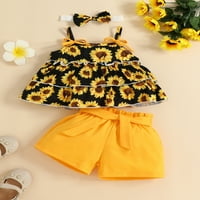 Blotona setovi dojenčad djevojke Ljetna odjeća odijela suncokretov print ruffles praznini spremnici