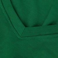 Ženski vrhovi bluza Štampano kratkim rukavima Dan dame Dame Modni V-izrez Ljetna tunika The Green XL